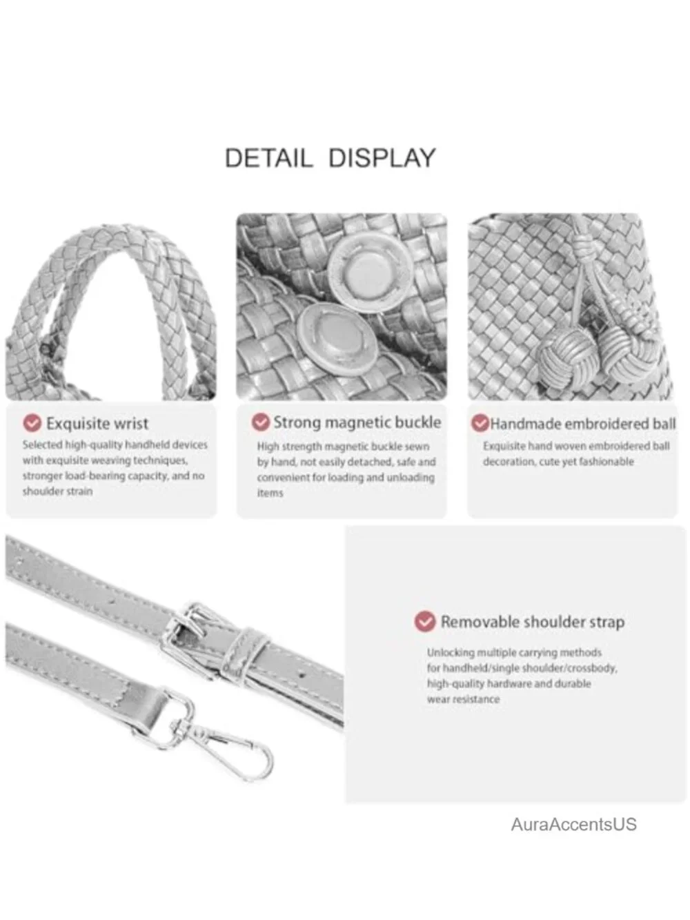 Faux Leather Woven Tote Bag with Coin Purse, Foldable Crossbody Handbag